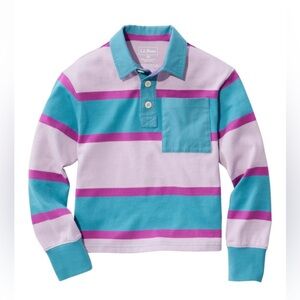 L.L. Bean Kids Polo - Teal and Magenta Stripes